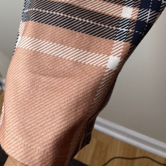 Women Dress Pants Small Brown Striped Print High Waist Leg Straigth Stretch Soft - Picture 15 of 16